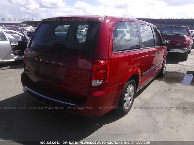 2C4RDGBG6DR693540 - 2013 DODGE GRAND CARAVAN SE RED photo 4