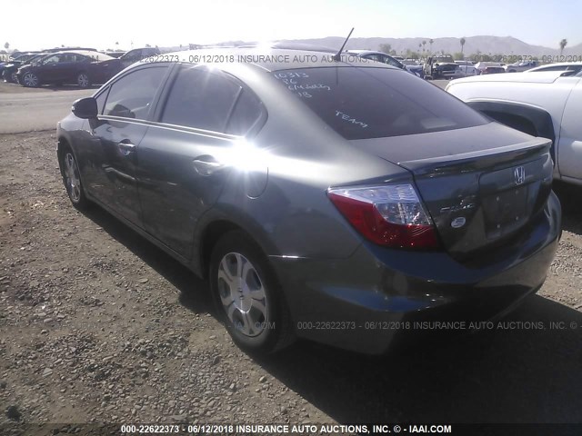 JHMFB4F33CS002524 - 2012 HONDA CIVIC HYBRID L GRAY photo 3