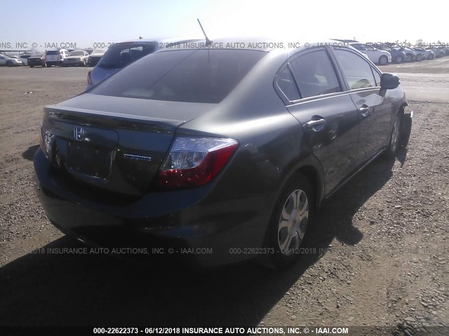 JHMFB4F33CS002524 - 2012 HONDA CIVIC HYBRID L GRAY photo 4