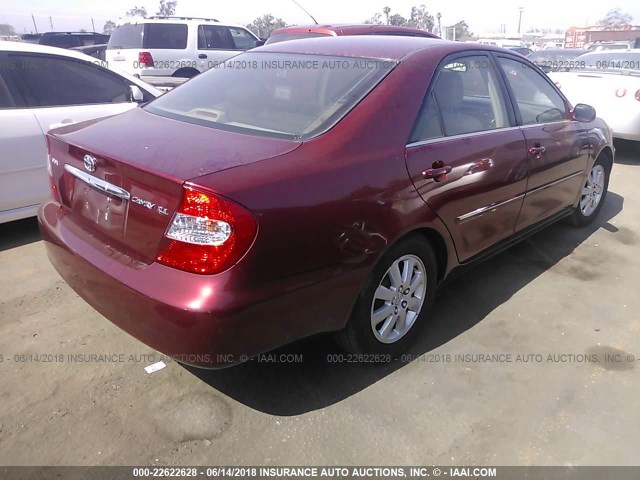 JTDBE32K230171721 - 2003 TOYOTA CAMRY LE/XLE RED photo 4