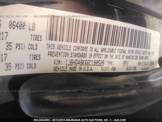 1J8HG48K66C198529 - 2006 JEEP COMMANDER მუქი ლურჯი ფოტო 9