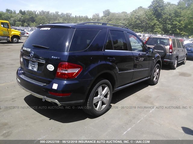 4JGBB8GB9BA629015 - 2011 MERCEDES-BENZ ML 350 4MATIC Dark Blue photo 4