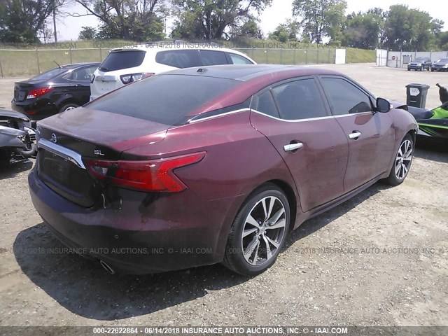 1N4AA6AP7HC436411 - 2017 NISSAN MAXIMA 3.5S/SV/SL/SR/PLAT MAROON photo 4