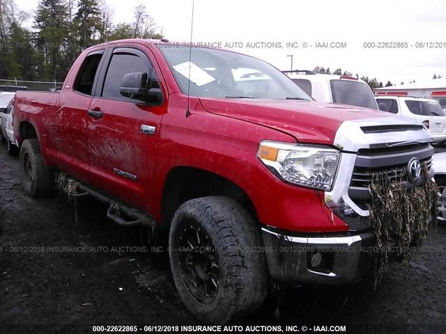 5TFUY5F12EX335928 - 2014 TOYOTA TUNDRA DOUBLE CAB SR/SR5 RED photo 1