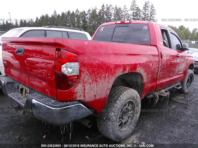 5TFUY5F12EX335928 - 2014 TOYOTA TUNDRA DOUBLE CAB SR/SR5 RED photo 4