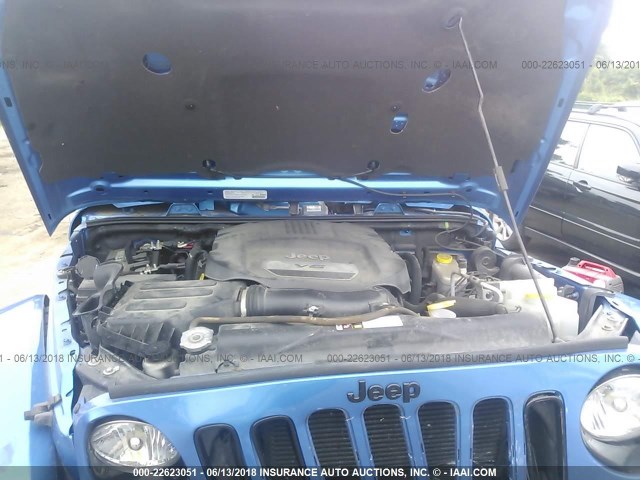 1C4BJWEG2EL231213 - 2014 JEEP WRANGLER UNLIMITE SAHARA BLUE photo 10