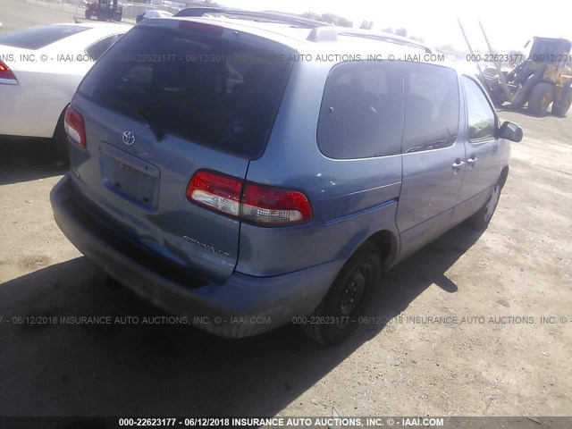 4T3ZF13C81U407952 - 2001 TOYOTA SIENNA LE/XLE BLUE photo 4