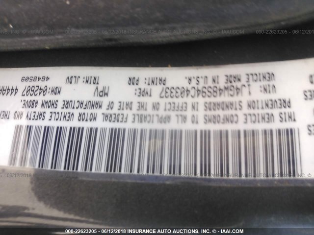 1J4GW48S94C403337 - 2004 JEEP GRAND CHEROKEE LAREDO/COLUMBIA/FREEDOM 黑色 照片 9