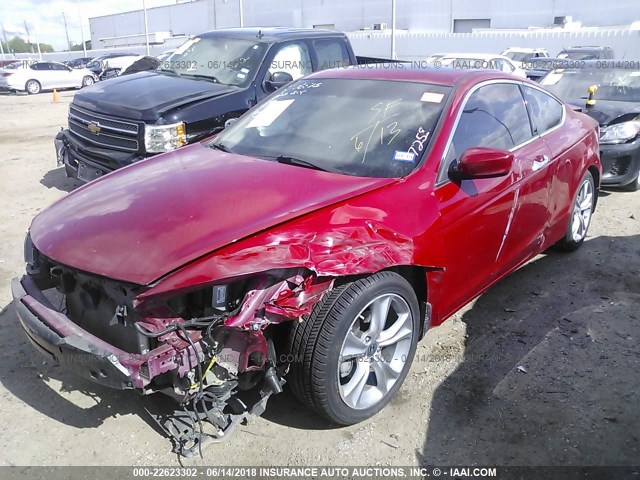 1HGCS2B8XCA007253 - 2012 HONDA ACCORD EXL RED photo 2