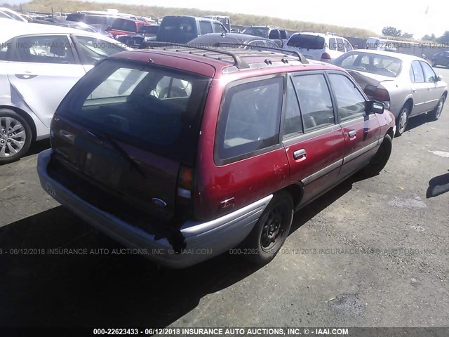 3FAPP15J9NR104923 - 1992 FORD ESCORT LX RED photo 4