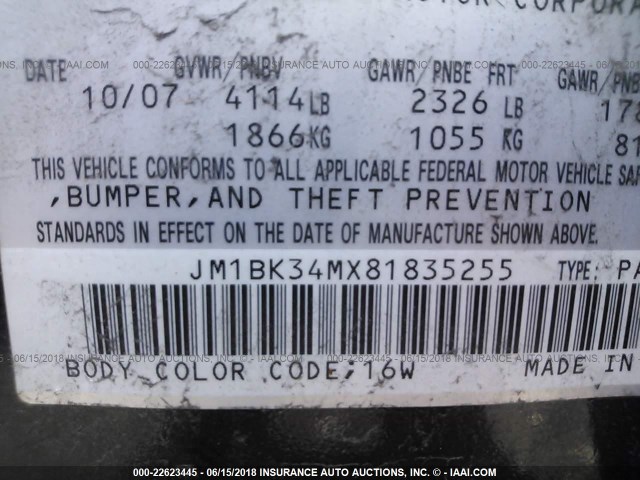 JM1BK34MX81835255 - 2008 MAZDA SPEED 3 黑色 照片 9