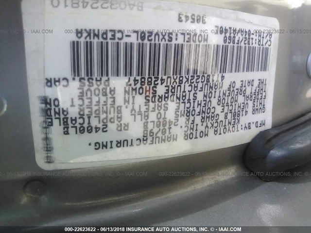 4T1BG22K8XU428847 - 1999 TOYOTA CAMRY CE/LE/XLE 灰色 照片 9