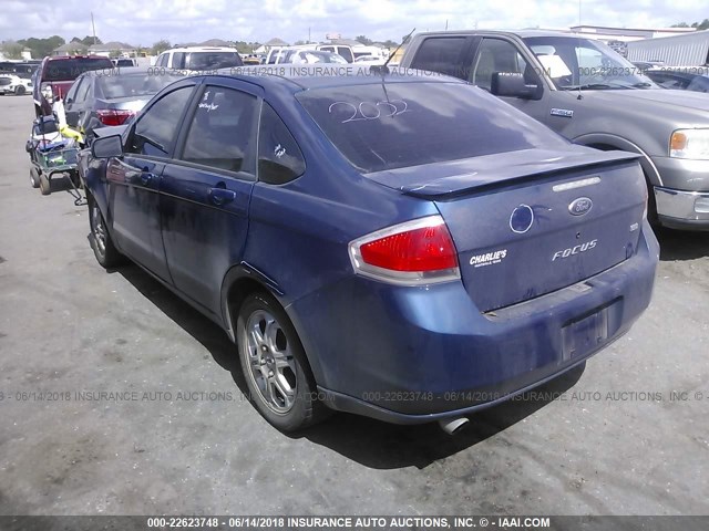 1FAHP36N39W243840 - 2009 FORD FOCUS SES BLUE photo 3