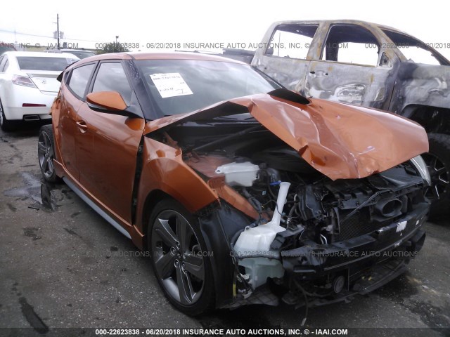 KMHTC6AE1EU210703 - 2014 HYUNDAI VELOSTER TURBO ORANGE photo 1