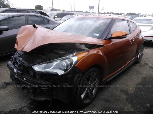 KMHTC6AE1EU210703 - 2014 HYUNDAI VELOSTER TURBO ORANGE photo 2