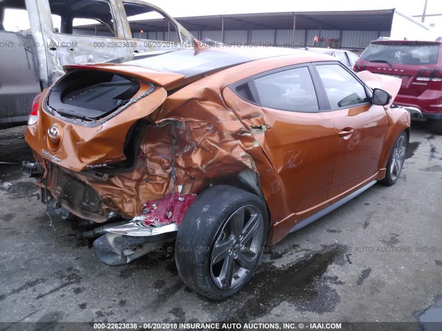 KMHTC6AE1EU210703 - 2014 HYUNDAI VELOSTER TURBO ORANGE photo 4