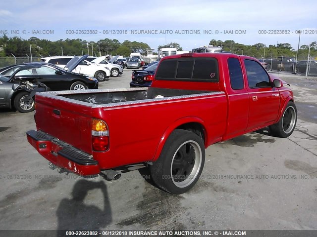 5TEVN52N11Z835409 - 2001 TOYOTA TACOMA XTRACAB S-RUNNER RED photo 4