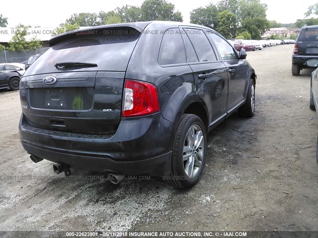 2FMDK3JC6CBA53323 - 2012 FORD EDGE SEL BLACK photo 4