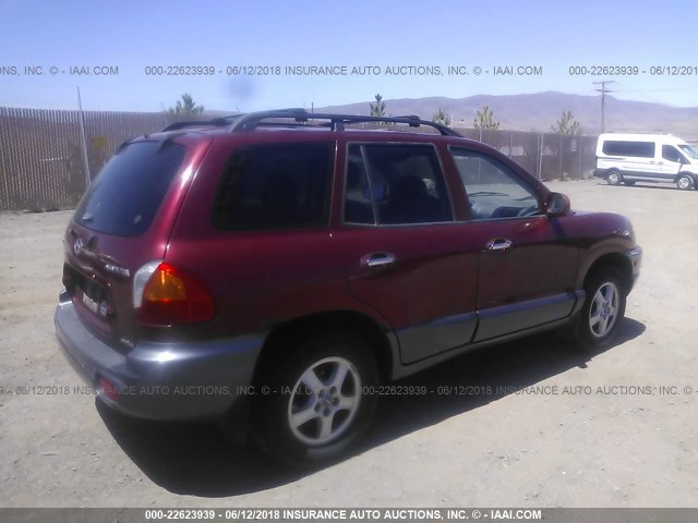 KM8SC73D82U158049 - 2002 HYUNDAI SANTA FE GLS/LX BURGUNDY photo 4