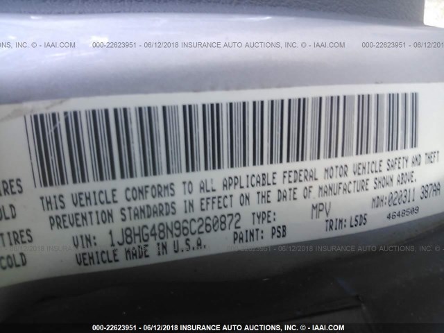 1J8HG48N96C260872 - 2006 JEEP COMMANDER ვერცხლისფერი ფოტო 9