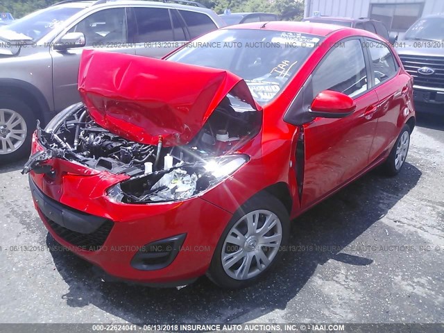 JM1DE1KZ0E0176607 - 2014 MAZDA MAZDA2 SPORT RED photo 2