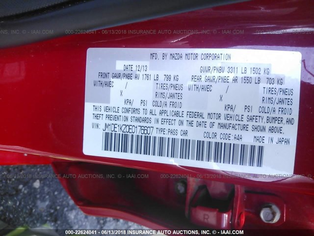 JM1DE1KZ0E0176607 - 2014 MAZDA MAZDA2 SPORT RED photo 9