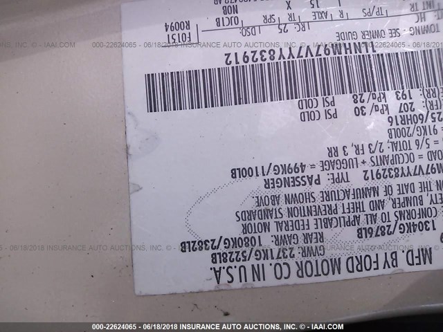 1LNHM97V7YY832912 - 2000 LINCOLN CONTINENTAL  Creme Foto 9