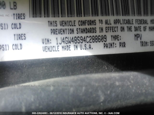 1J4GW48S94C288609 - 2004 JEEP GRAND CHEROKEE LAREDO/COLUMBIA/FREEDOM 黑色 照片 9