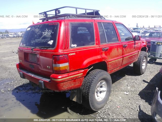 1J4GZ78Y1SC765785 - 1995 JEEP GRAND CHEROKEE LIMITED/ORVIS RED photo 4