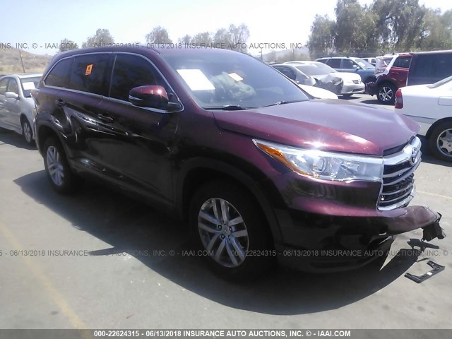 5TDZKRFHXFS058500 - 2015 TOYOTA HIGHLANDER LE/LE PLUS RED photo 1
