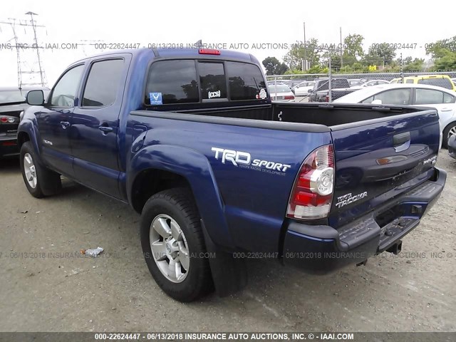 3TMJU4GNXEM162062 - 2014 TOYOTA TACOMA DOUBLE CAB PRERUNNER BLUE photo 3