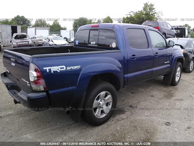 3TMJU4GNXEM162062 - 2014 TOYOTA TACOMA DOUBLE CAB PRERUNNER BLUE photo 4