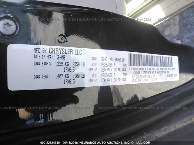 2A8HR64X88R718618 - 2008 CHRYSLER TOWN & COUNTRY LIMITED BLACK photo 9