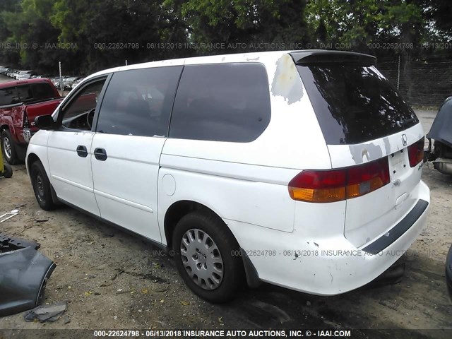 5FNRL18522B052674 - 2002 HONDA ODYSSEY LX WHITE photo 3