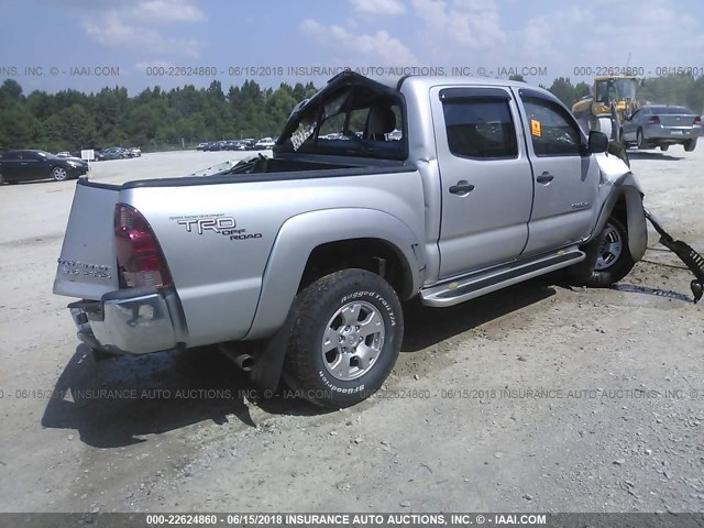 3TMJU62N26M028134 - 2006 TOYOTA TACOMA DOUBLE CAB PRERUNNER SILVER photo 4