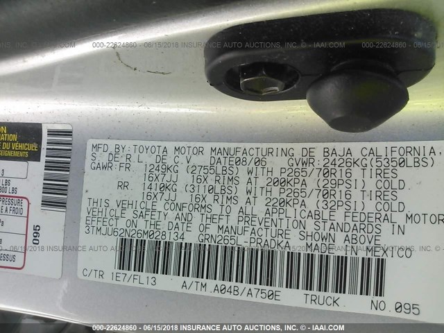 3TMJU62N26M028134 - 2006 TOYOTA TACOMA DOUBLE CAB PRERUNNER SILVER photo 9