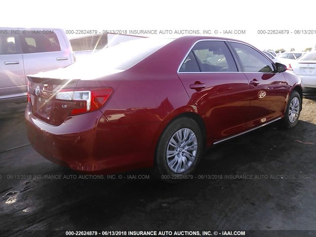 4T4BF1FK2ER426750 - 2014 TOYOTA CAMRY L/SE/LE/XLE RED photo 4