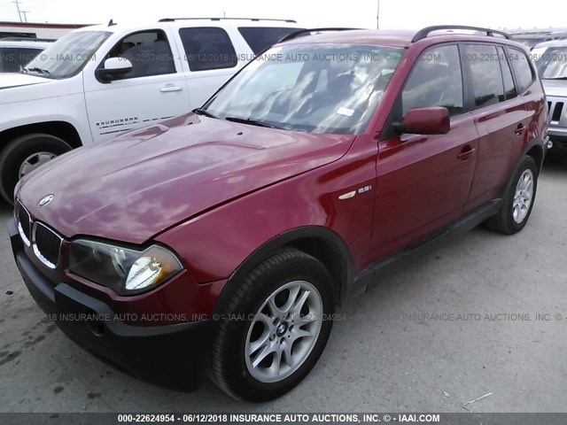 WBXPA73474WC38780 - 2004 BMW X3 2.5I BURGUNDY photo 2