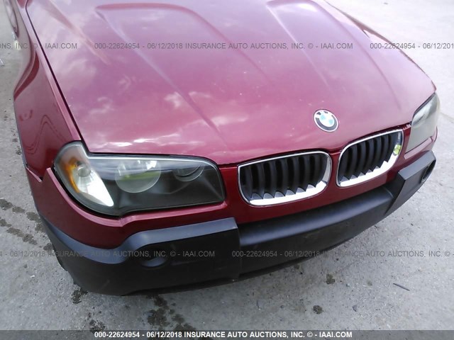 WBXPA73474WC38780 - 2004 BMW X3 2.5I BURGUNDY photo 6