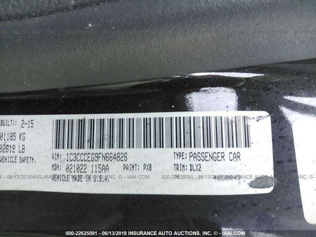 1C3CCCEG9FN664826 - 2015 CHRYSLER 200 C BLACK photo 9