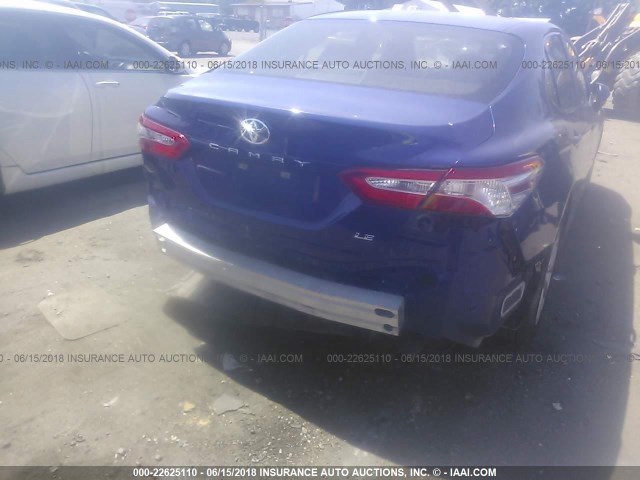 JTNB11HK6J3014322 - 2018 TOYOTA CAMRY L/LE/XLE/SE/XSE BLUE photo 6