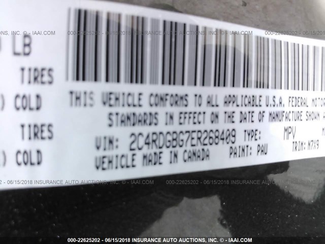 2C4RDGBG7ER268409 - 2014 DODGE GRAND CARAVAN SE GRAY photo 9