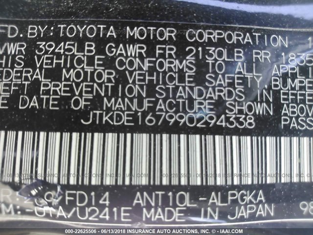 JTKDE167990294338 - 2009 TOYOTA SCION TC 黑色 照片 9