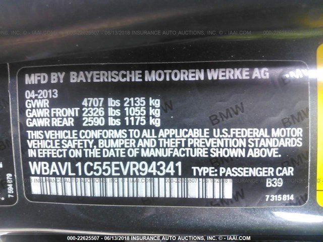 WBAVL1C55EVR94341 - 2014 BMW X1 XDRIVE28I GRAY photo 9