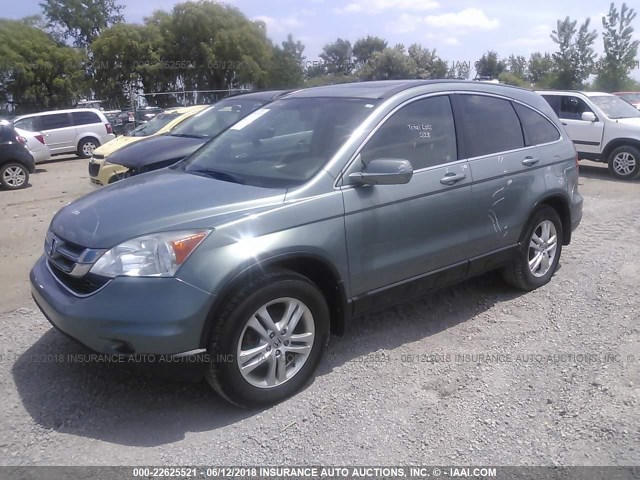 5J6RE4H72AL049650 - 2010 HONDA CR-V EXL GREEN photo 2