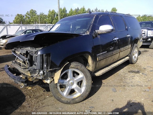 1GNSCJE06DR134275 - 2013 CHEVROLET SUBURBAN C1500 LT BLACK photo 2