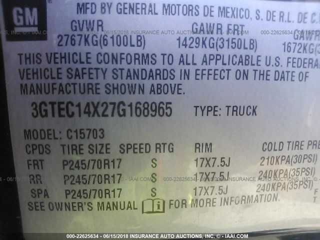 3GTEC14X27G168965 - 2007 GMC NEW SIERRA C1500 BLACK photo 9