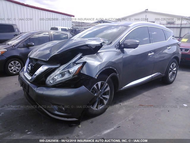 5N1AZ2MG3FN273549 - 2015 NISSAN MURANO S/SL/SV/PLATINUM GRAY photo 2