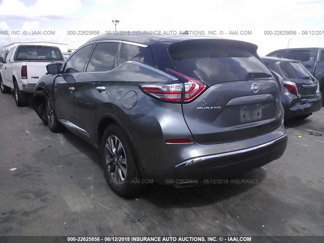 5N1AZ2MG3FN273549 - 2015 NISSAN MURANO S/SL/SV/PLATINUM GRAY photo 3