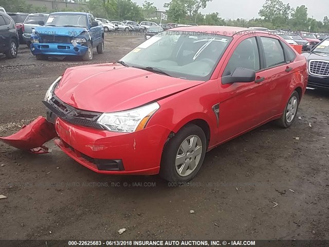 1FAHP35N28W299350 - 2008 FORD FOCUS SE/SEL/SES RED photo 2